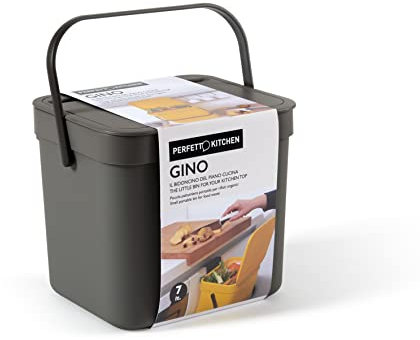 Perfetto PATTUMIERA UMIDO / RIFIUTI ORGANICI DA APPENDERE - coll. GINO - 7 litri - Antracite