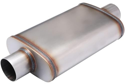 Floshine Universal 409 Stainless Muffler Straight-Through Performance Muffler Exhaust, center in | center out (2.5)