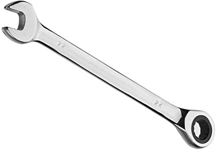 Vokenforu Llave de trinquete de 22 mm, llave combinada de trinquete, llave inglesa de extremo abierto de acero al cromo vanadio endurecido, métrica