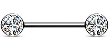 Paula & Fritz® Push-In Piercing Brustwarze Zirkonia Titan-IUM Grade 23 Kugel 5-mm 6-mm Set 1,6-mm Stab-Dicke Nipple Gewindelos Straight Barbell Bridge