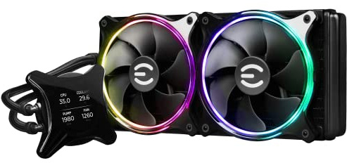 EVGA CLCx 280mm All-in-One LCD CPU Liquid Cooler, 2X 140mm PWM ARGB Fans, Intel, AMD, 5 YR Warranty, 400-HY-CX28-V1