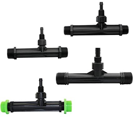 Adaptador de fontanería de jardín 1, 3/4, 1/2 Venturi Tube Accesorios de riego y fertilización Venturi Fertilizante Aplicador de Fertilizantes Herramientas agrícolas 20 piezas (color: negro)