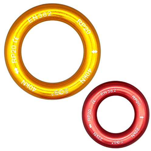 SOB Anschluß Ring 2 STÜCKE Abseilring 40KN/22KN Für Klettern Baumpfleger Rettungshängematte Pack, O Ring Anschluss Sichern Und Abseilen Zubehör für Abseilen Klettern
