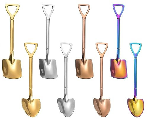 YANGWEN Kaffeelöffel,8 Stück 304 Edelstahl Spatenlöffel Schaufelförmiger Eisdessertlöffel Kleine Kreativer Schaufel Löffel,Wassermelonenlöffel Milchtee Kaffee Kaffee Zuckerlöffel Eisdessertlöffel