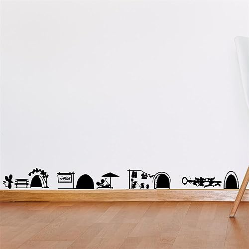 PLIGREAT 6 Stück Niedliche 3D Maus Loch Wandtattoos für Spielzimmer Wohnzimmer Schlafzimmer Keller Wanddekoration Abnehmbare Vinyl Wandaufkleber Gemietetes Haus Wohnung Innenwand Kunst Dekoration