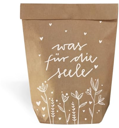 Eine der Guten Geschenktüten Set - was für die Seele, mit 12 gestempelten Kraftpapiertüten, für persönliche Geschenke, Mitgebsel & Süßes zu Weihnachten, Geburtstag, Abschied, 14 x 22 cm