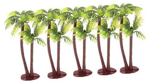 MAGICLULU Künstliche Kokospalme 5 Stück Miniatur Plastikpflanzen Palme aus Kunststoff Grün für Terrarien und Feengärten Dekoration