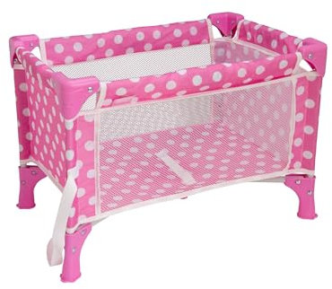 Dolly Tots Lit de poupées de Voyage | Jouet de Berceau de Voyage Pliable Rose | Lit de bébé pour poupées | Jouets Accessoires de poupée | Poupées Poussette et Landau pour Enfants | 3+