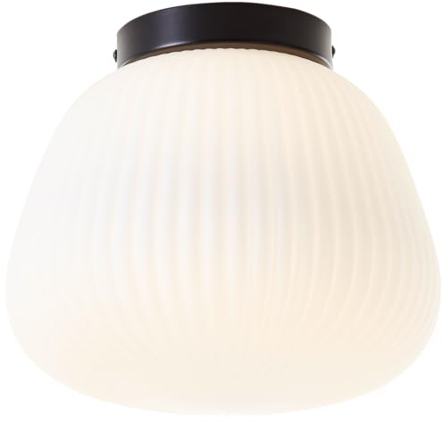 Lightbox Retro Deckenlampe mit Opalglas Lampen-Schirm | Ø 25 cm | | Deckenlampe mit Opalglas Lampen-Schirm | Ø 25 cm | dekorative Deckenleuchte | E27 Fassung | Wohnzimmer-Lampe aus Metall /