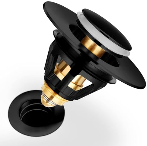 Tappo di scarico universale per lavandino e vasca da bagno, in acciaio inox et Cuivre, tappo di scarico con doppia guarnizione (34 – 38 mm) Nior