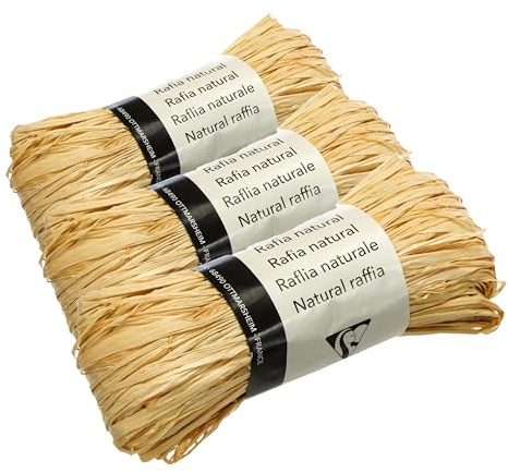 Maildor 196071C Clairefontaine - Rafia natural para manualidades, 50g (Paquete de 3)