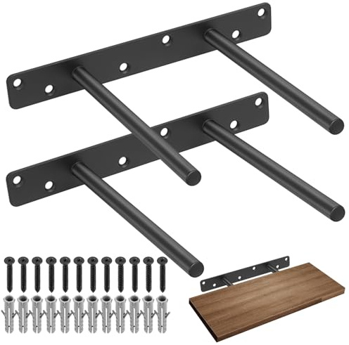 2 Pezzi Staffe per Mensole Pesanti Invisibili, Reggi Mensola da Muro Sospese, Staffa Mensola Pesante, Staffe Mensole Sospese, Supporti a Muro(Nero, 150 mm)