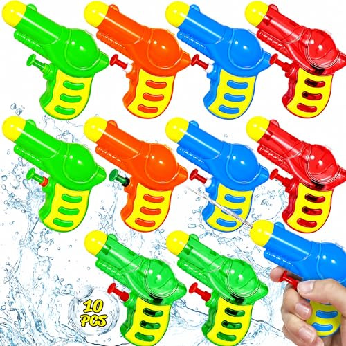 SaiXuan Pistolas de Agua para Niños 10 Piezas, Mini Pistolas de Agua en 5 Variantes de Color, Juguete Acuático Desde 3 Años para Piscina, Playa, Jardín, Cumpleaños, Fiesta y Vacaciones