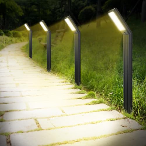 Jefedana Luces Solares LED Exterior Jardín - IP64 Impermeable 90 LEDS Luz Solar Jardín con 1500 mAh Batería - 3500K Desmontable para Patio Césped Camino (4pack)