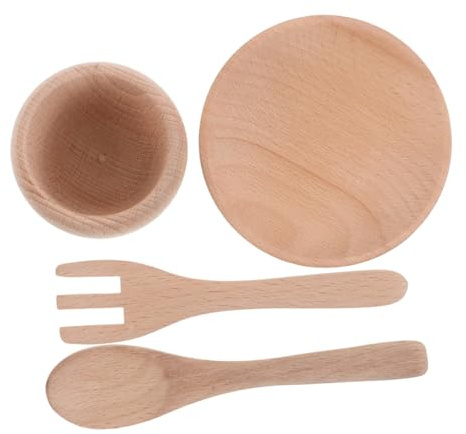 Vaguelly Holzset Für Kinderküche Mit Kochbesteck Und Geschirr Zum Rollenspiel Montessori-Spielzeug Für Kleinkinder Pädagogische Küchenutensilien Aus Holz