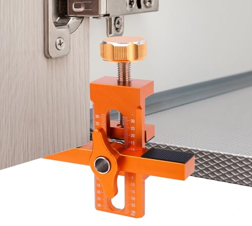Gabarit Montage de Porte d'Armoire, Positionneur d Installation de Porte Réglable en Alliage d'Aluminium pour Support et l'Alignement des Portes d'Armoire Sans Cadre(Orange)