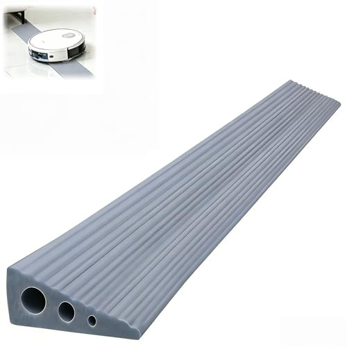 CUTIS Türschwellenrampe, 90x8x1.5 cm Türschwellenrampe Saugroboter, Rampe Saugroboter, rutschfeste Oberfläche, für Saugroboter Kinderwagen Rollator oder e Scooter. Schwellenrampe (Grau)