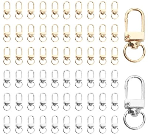 60 Stück Schlüsselanhänger Karabiner Gold, 360° drehbare Schlüsselringe für DIY-Projekte, Schmuckherstellung, Rucksäcke und Handtaschen?Karabiner Klein.