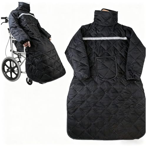 HUTRADE Manta para Silla De Ruedas Invierno Resistente Al Viento, Abrigo Completo con Forro Polar Poncho Acogedor Plegable para Personas Mayores, Funda De Silla De Ruedas para Invierno
