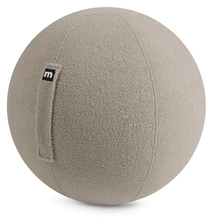 mokebo ergonomischer Sitzball 'Der Runde' mit Pumpe, Pezziball, Yogaball oder Gymnastikball mit Teddybezug, 65cm Breite, Bürostuhl Alternative für Zuhause & Büro in Taupe