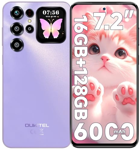 OUKITEL C68 Plus Mobile Phones - 7.2 HD+ Display & 1.81 Sub-Screen, 64MP Camera, 6000mAh Battery Phones, Android 15 Smartphone, 16GB+128GB/1TB, 4G Dual SIM Free Mobile Phone, Fingerprint/Face ID/GPS