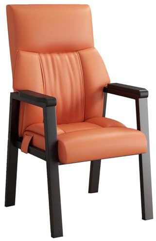 Läderkontorsstol Med Kraftiga Ben Modern Accentstol Med Armstöd Hög Rygg Gästfåtöljer För Reception Bekväma Lässtolar För Konferensrum, Väntrum(Orange)