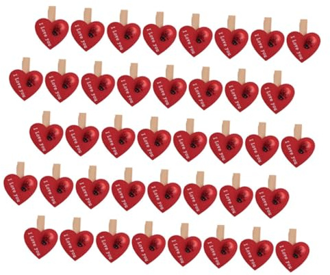 TOYANDONA Lot de 50 Mini Pinces à Linge en Bois Rouge Forme Cœur Multiusage pour Photos et Mémos Pinces Décoratives Robustes pour Mariage Saint-Valentin et Bricolage Créatif