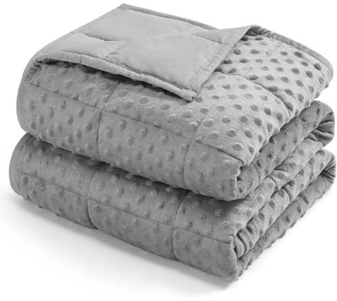 Sivio Gewichtsdecke 7kg Grau 120x180cm | Minky Dot, weich & kuschelig, Glasperlenfüllung, atmungsaktiv, Ganzjahresdecke, waschbar