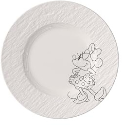 Villeroy & Boch Manufacture Rock blanc – Mickey Mouse – Plato para desayuno/postre, blanco, para lavavajillas y microondas, acabado de pizarra y decoración de Disney Mickey Mouse en tiza