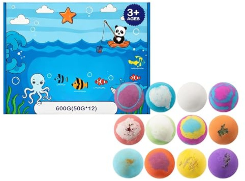 Badekugel-Set – 12 Stück Feuchtigkeitsspendende Sprudelbomben Mit Überraschungstierspielzeug (600 G) Lustig Duftender | Hautfreundliches Badespiel, Kreatives Wasserspielgeschenk Für Kleinkinder