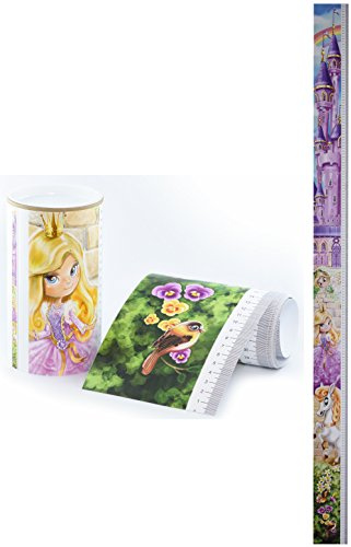 Messlatte Mädchen in rosa/lila Märchenschloss, Prinzessin und Pferd (Pony) als Massband Türrahmen - Messskala Kinder für die Wand von 0 cm bis fast 2m die Körpergröße messen.1 Stück
