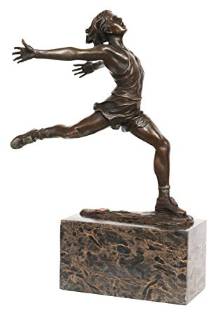 aubaho Bronzeskulptur Läufer 28cm Bronze Leichtathletik Statue Bronzefigur Antik-Stil