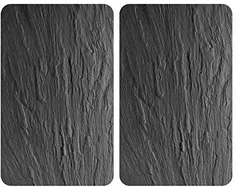 WENKO Placas de cubierta de cristal Universal XL, juego de 2 placas de cubierta de cocina en diseño de pizarra de cristal templado , placa de cristal higiénica de 40 x 52 cm cada una