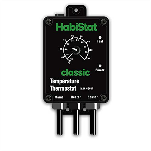 Habistat - Classic On/Off Temperature Thermostat - Black - 600w - Accurate Dial - Easy To Use - Ideal For Controlling Heat Mats