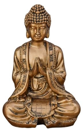 Buddha Statue Gold Meditation - Zen und Feng Shui Deko Statuette - Bringt Spiritualität in Ihr Zuhause und eine entspannende Atmosphäre - Glücksbringer Statue - Höhe: 12cm - Zen'Light