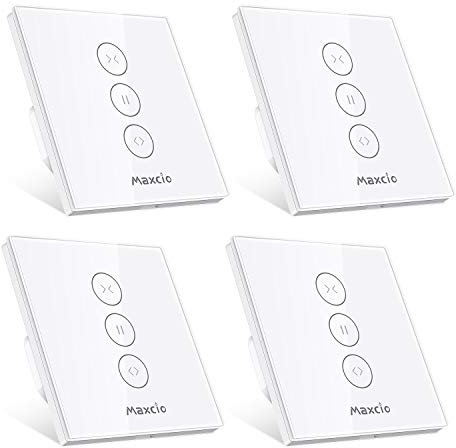 Maxcio - Timer intelligente per tapparelle, compatibile con Alexa e Google Home, telecomando app e timer, interruttore touch, conduttore zero, 4 confezioni