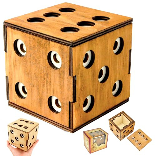 Logica Juegos Art. Cofre Dado Enigmático - Rompecabezas de Madera - Caja Secreta - Dificultad 5/6 Increíble - Colección Leonardo da Vinci
