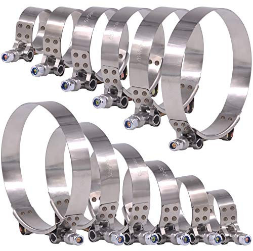 Glarks Schlauchschellen, T-Bolzen aus Edelstahl, 6 Größen, 32–116 mm, Turbo-Ansaugung, weicher Schlauch, Ladeluftkühler-Klemmen, Sortimentsset, 12 Stück