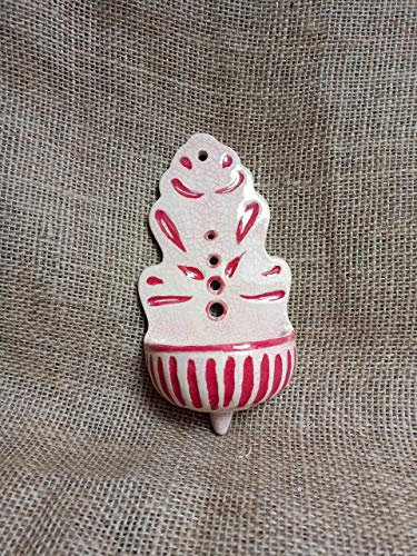 Acquasantiera in ceramica cracklè bianca e rossa