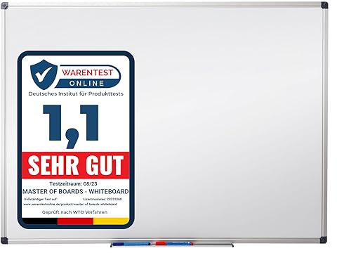 Whiteboard mit Ablageschale | Office Marshal Profi | Lackiert | Beschreibbar & magnethaftend | Trocken abwischbar (90 x 120 cm)