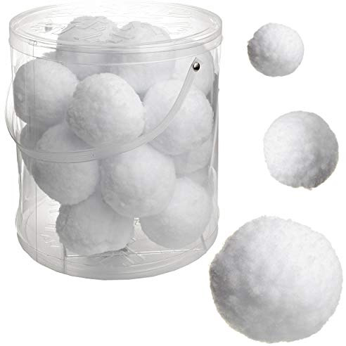 alles-meine.de GmbH 40 TLG. weiße Schneebälle - Ø 7 cm - Deko & zum Spielen - knirschen wie echter Schnee - Stoff-Watte - Schneeballschlacht - Weihnachtsdeko/Winter - Winterurl..