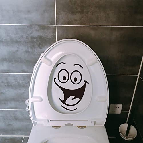 HsentimenH WC Deckel Aufkleber 2Pcs Sticker mit Smiley Gesicht Pvc Wasserdicht Witziger Lustiger DIY Badezimmer Wandtattoo Toilette Tür für Wandaufkleber