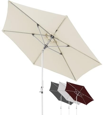 Doppler Sonnenschirm AluPro Neo Kurbel 305cm in Natur I 6-eckiger Sonnenschirm für Balkon & Terrasse I Schirm knickbar I Öffnen & Schließen durch Kurbel I Höhenverstellbar