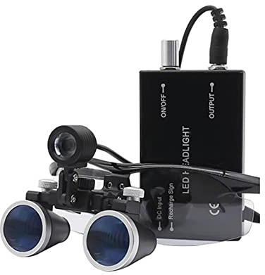 SULOY Lupen Für Zahnärztliche Chirurgie, Medizinisches Fernglas Für Zahnärzte, 3,5-fache / 2,5-fache Vergrößerung, Mit Filter-LED-Kopflichtlampe, Geeignet Für Krankenhäuser, Oralchirurgen