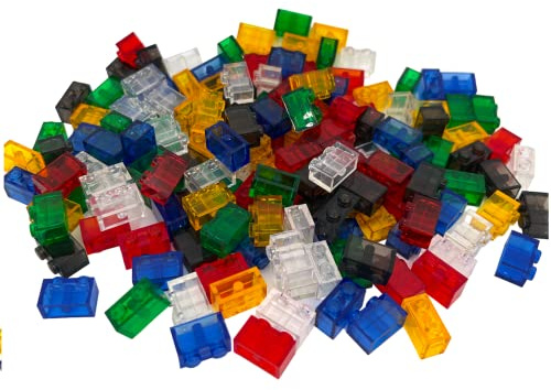 CMC imports 210 Klemmbausteine Briks Bausteine 1x2 Noppen 2 Noppen Kompatibel Glas Klar Transparent Mix Fenster