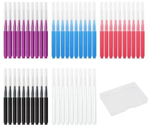 ZYNERY 50 Pcs Brossettes Interdentaire, 5 Couleurs Brosette Dentaires avec Couvercle, Nettoyage Brosse Propre Interdentaire, Brossettes Interdentaires Diamètres 2mm, 2.2mm, 2.5mm, 3mm, 4mm