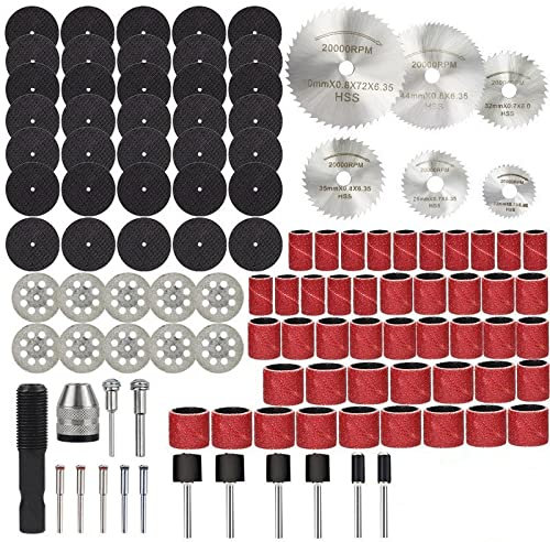 Lama per sega circolare,disco da taglio portatile, 111pcs kit di utensili for trapano elettrico disco da taglio HSS, lama for sega tagliata in metallo, lama for sega rivestita diamantata con nastri ab