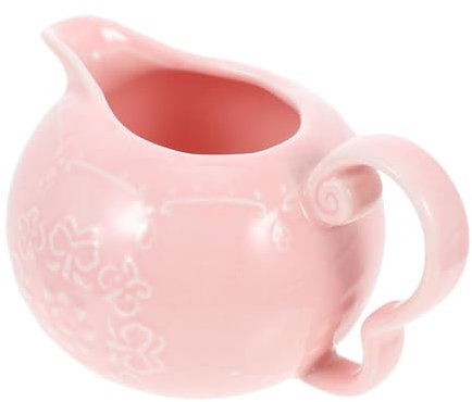 MAGICLULU Milchkännchen Aus Keramik Spender Für Kaffeesahne Honigspender Krug Für Kaffeesahne Kleines Milchkännchen Kaffeetassen Aus Keramik Milchkanne Multifunktion Rosa