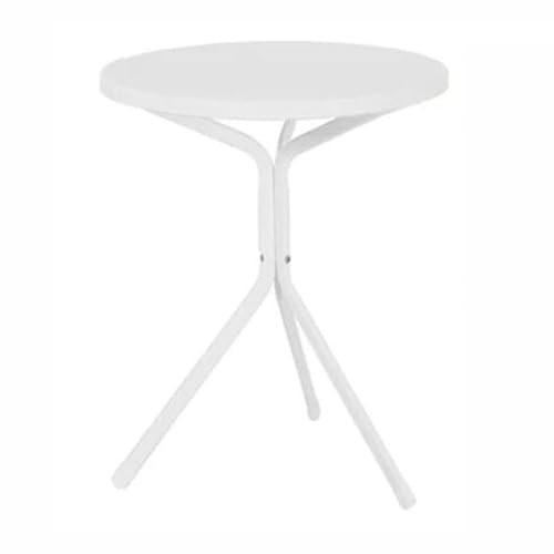JHAISMAO Metall Klein Rund Modern Couchtisch Esstisch Mit Eisenplatte & Metallbeine Wetterbeständig Geeignet Für Terrasse, Außenbereich Wohnbereich Schlafzimmer(Size:60x72cm,Color:Weiß)