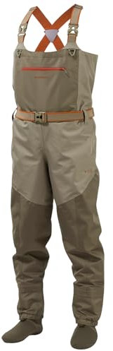 Bassdash Herren IMMERSE Tan Waders Wasserdicht Atmungsaktiv Fliegenfischen Strumpf Fuß Brust Waders für die Jagd Leichtgewicht